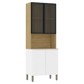 Paneleiro de Cozinha Portas de Vidro Minsk Branco/Freijó Z06 - Mpozenato