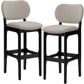 Kit 2 Banquetas Alta Betta Preto Linho Bege