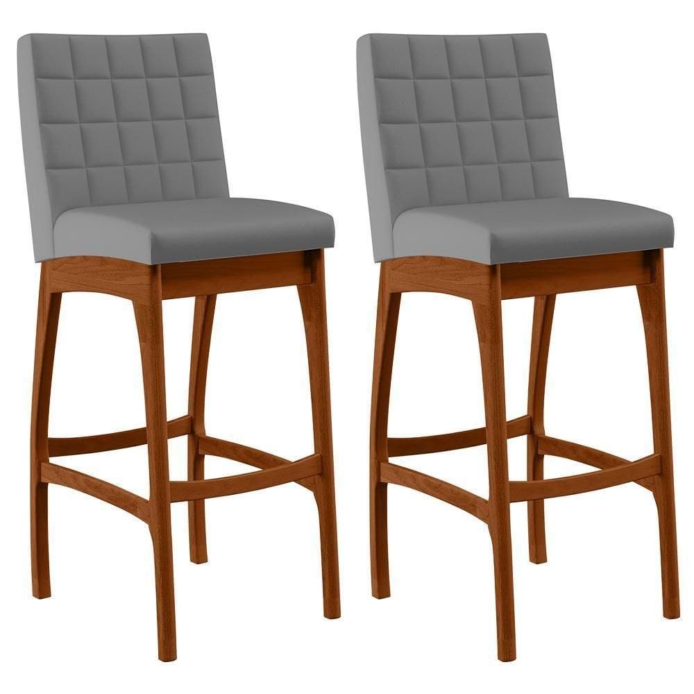 Kit 02 Banquetas Altas Mila Cinza Fosco