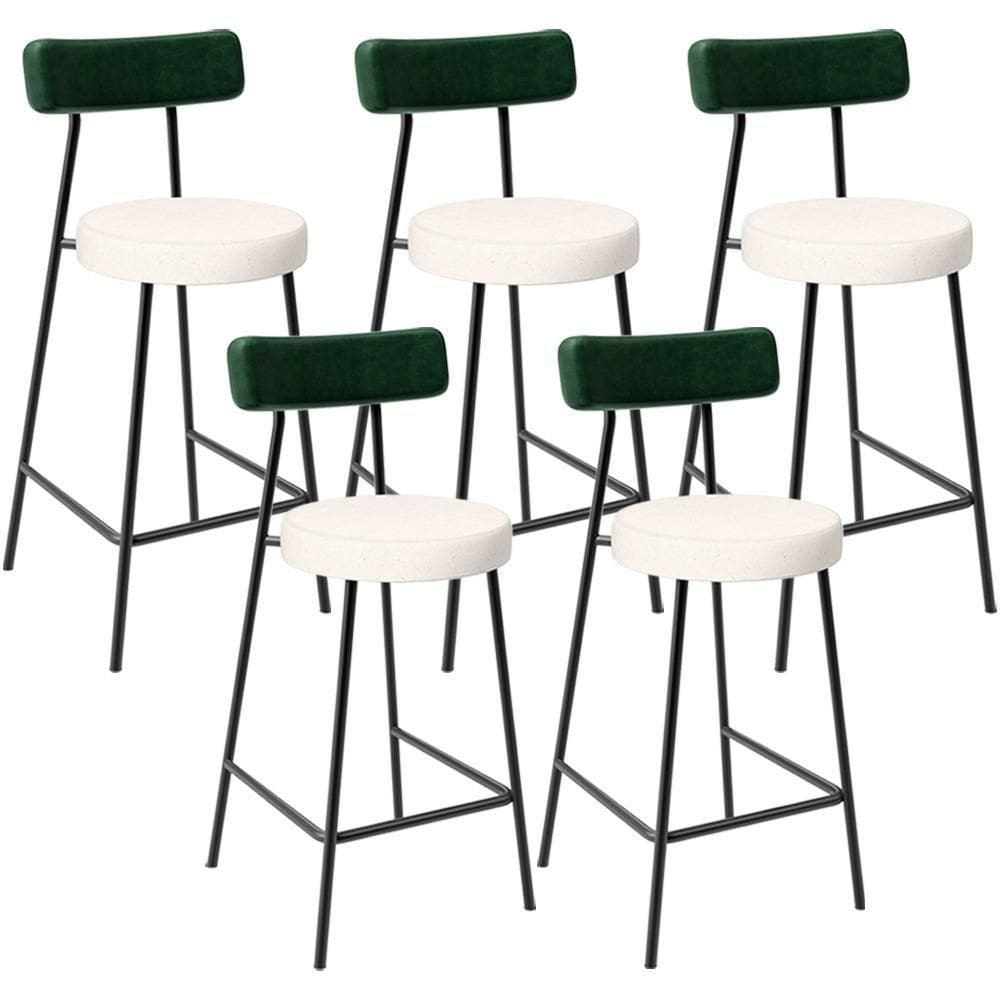 Kit 05 Banquetas Baixa Bar Cozinha E Sala De Jantar Milão L02 Facto Verde Linho Cru - Lyam Decor