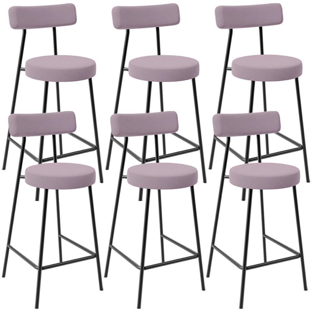 Kit 06 Banquetas Baixa Bar Cozinha Sala De Jantar Em Aço Milão L02 Suede Rosê - Lyam Decor