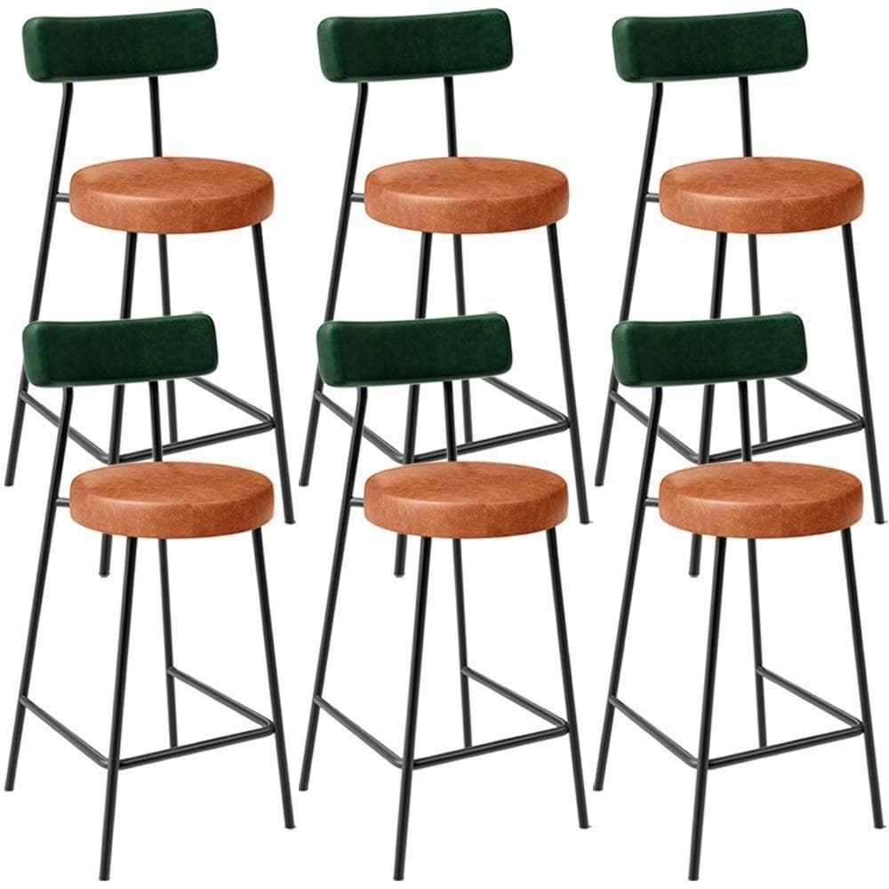 Kit 06 Banquetas Baixa Cozinha Sala Jantar Bancada Milão L02 Facto Verde Musgo Camel - Lyam Decor