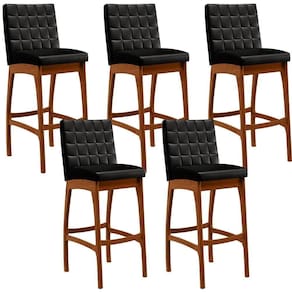 Kit 05 Banquetas Altas Para Cozinha B04 Preto