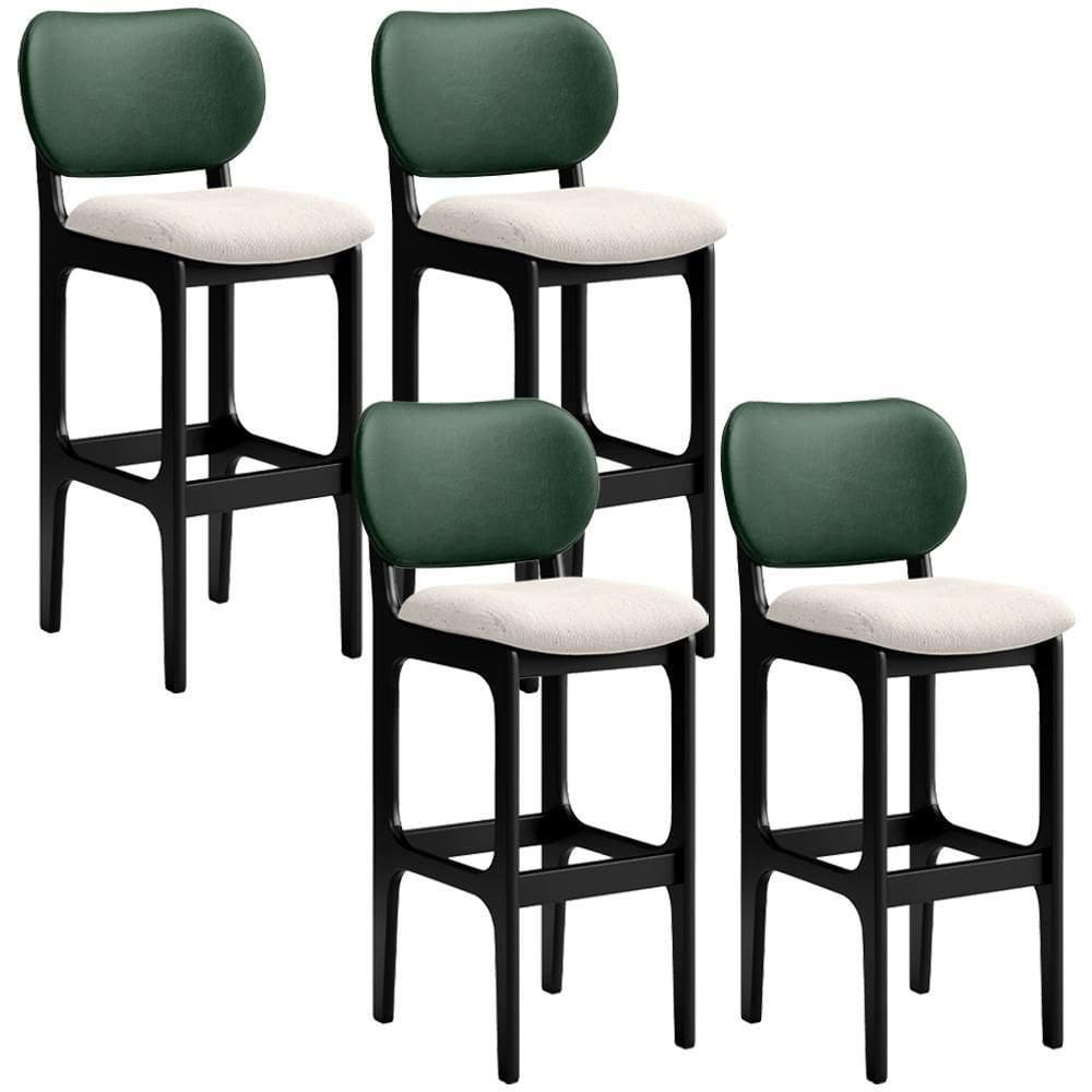 Kit 4 Banquetas Alta Betta Preto Facto Verde Linho Cru