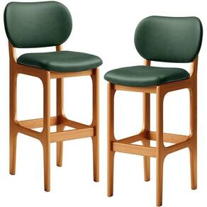 Kit 2 Banquetas Alta Betta Imbuia Facto Verde Musgo