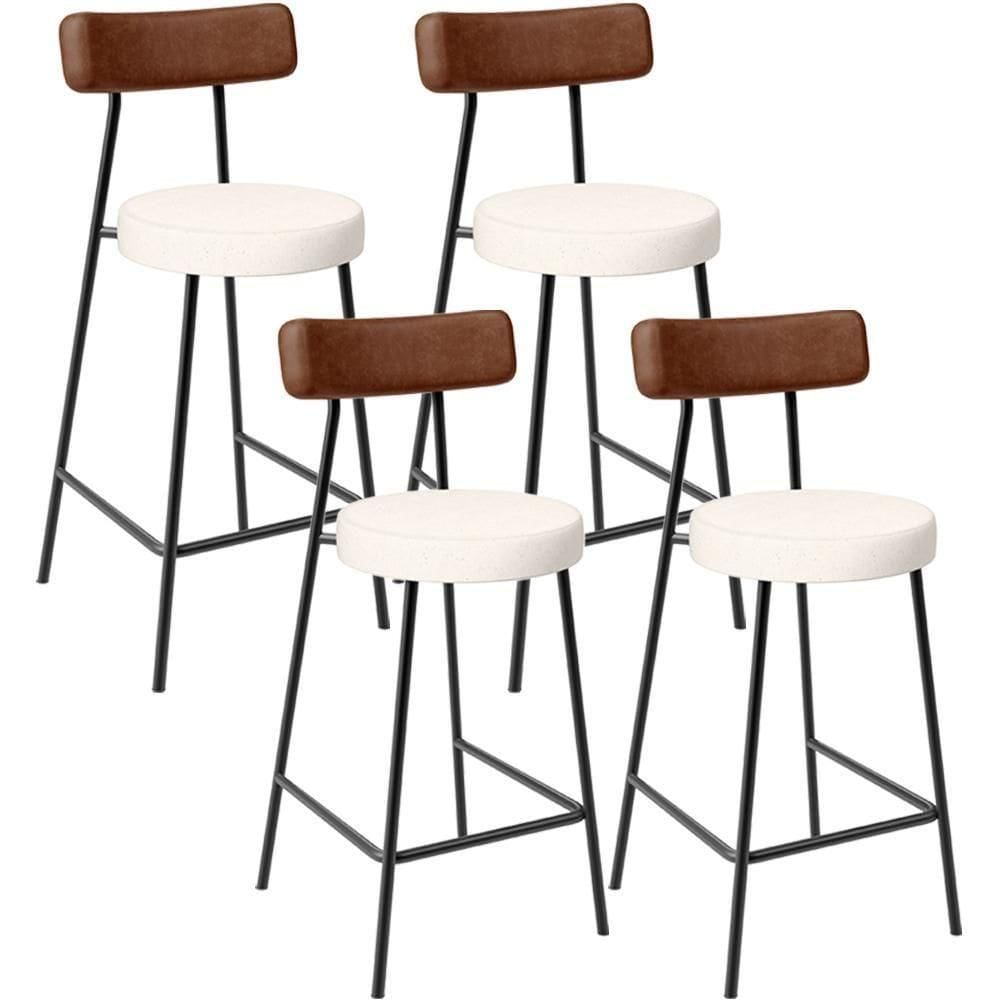 Kit 04 Banquetas Baixa Cozinha Sala De Jantar Milão L02 Couríssimo Marrom Linho Cru
