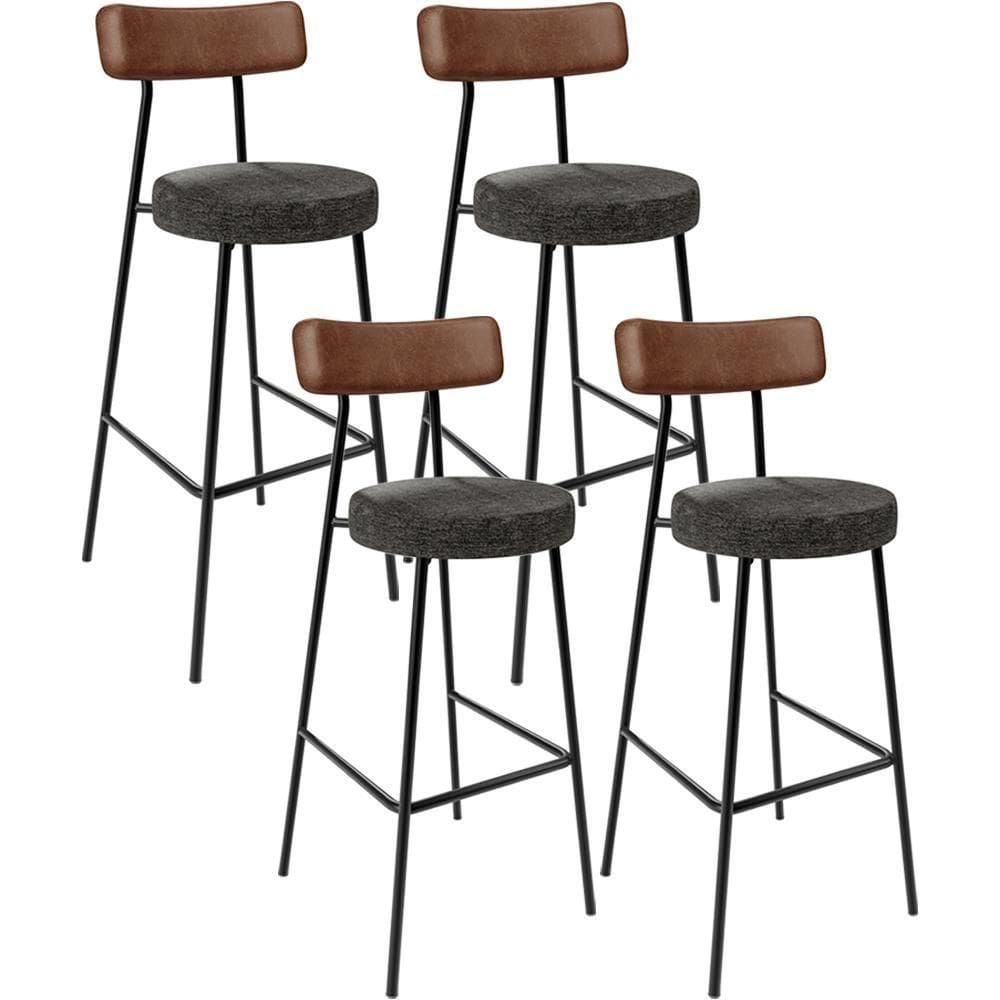 Kit 04 Banquetas Alta Cozinha Sala De Jantar Milão L02 Couríssimo Marrom Linho Chumbo
