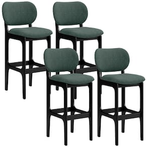 Kit 4 Banquetas Alta Betta Preto Linho Verde Musgo