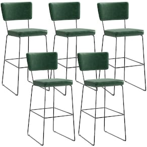 Kit 5 Banquetas Altas Base Em Aço Fixa Facto Verde Musgo