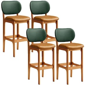 Kit 4 Banquetas Alta Betta Imbuia Facto Verde Whisky