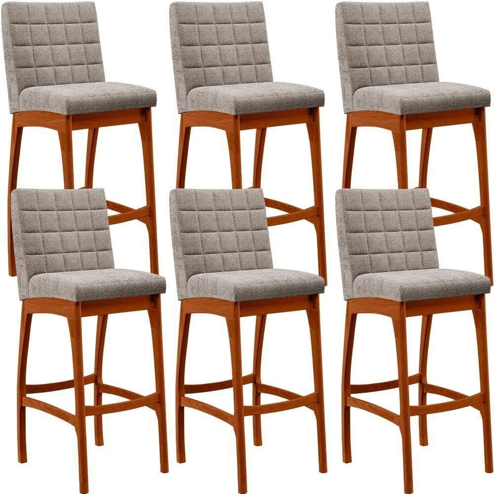 Kit 06 Banquetas Altas Mila Bouclê Bege