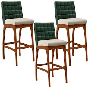 Kit 03 Banquetas Altas Cozinha B04 Verde Musgo Cru