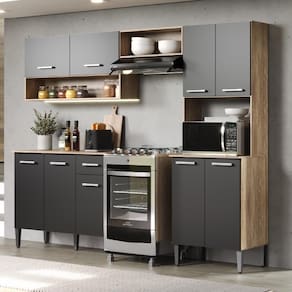 Armário Cozinha Compacta Arizona Essence Carvalho/preto Carraro