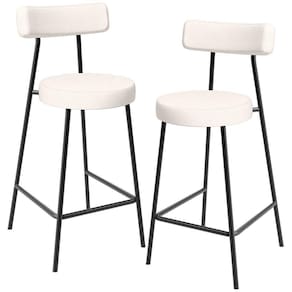Kit 02 Banquetas Baixa Para Cozinha Sala De Jantar Bancada Milão L02 Linho Cru