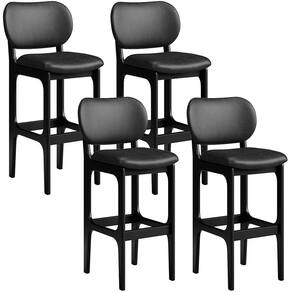 Kit 04 Banquetas Alta Para Cozinha Madeira Fixa Betta L02 Preto Couríssimo Preto