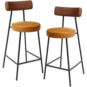 Kit 02 Banquetas Baixa Cozinha Sala Jantar Bancada Milão L02 Couríssimo Marrom Whisky