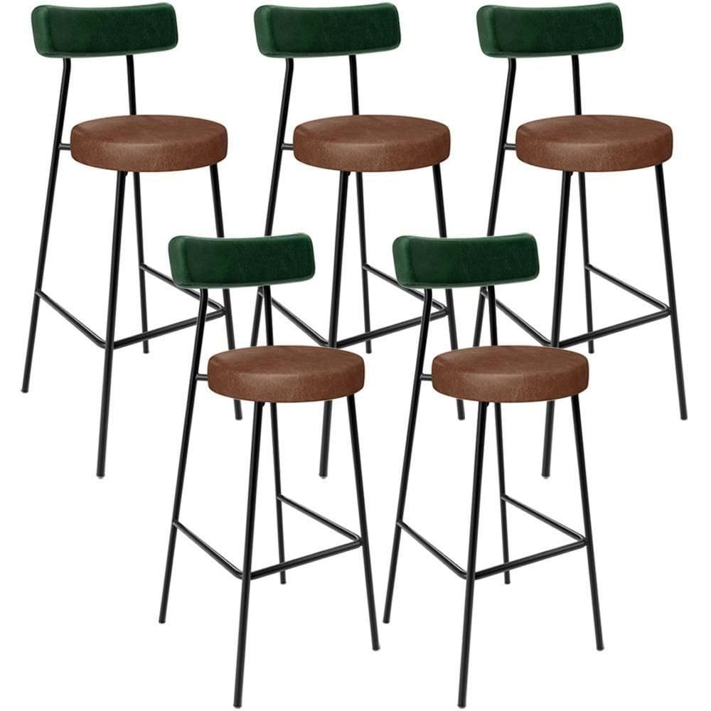 Kit 05 Banquetas Alta Cozinha Sala De Jantar Milão L02 Facto Verde Couríssimo Marrom - Lyam Decor