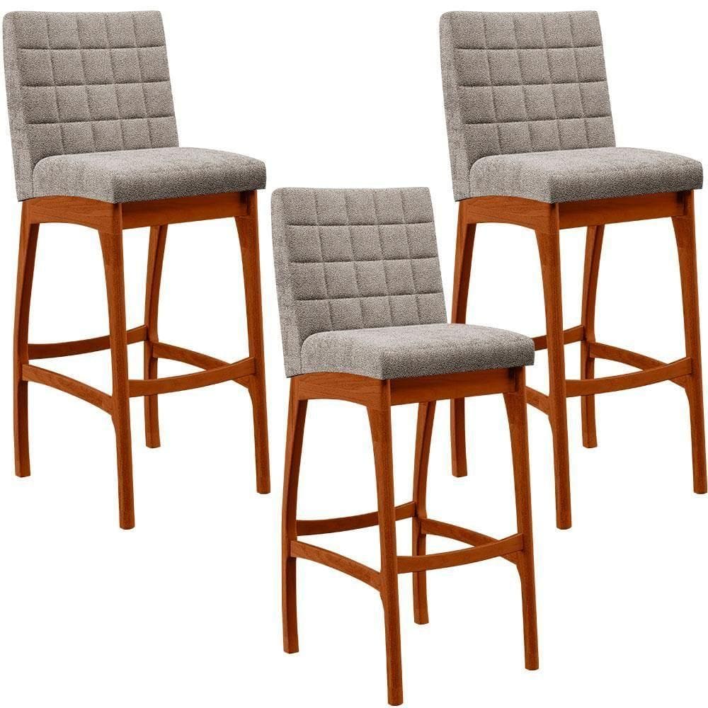 Kit 03 Banquetas Altas Mila Bouclê Bege