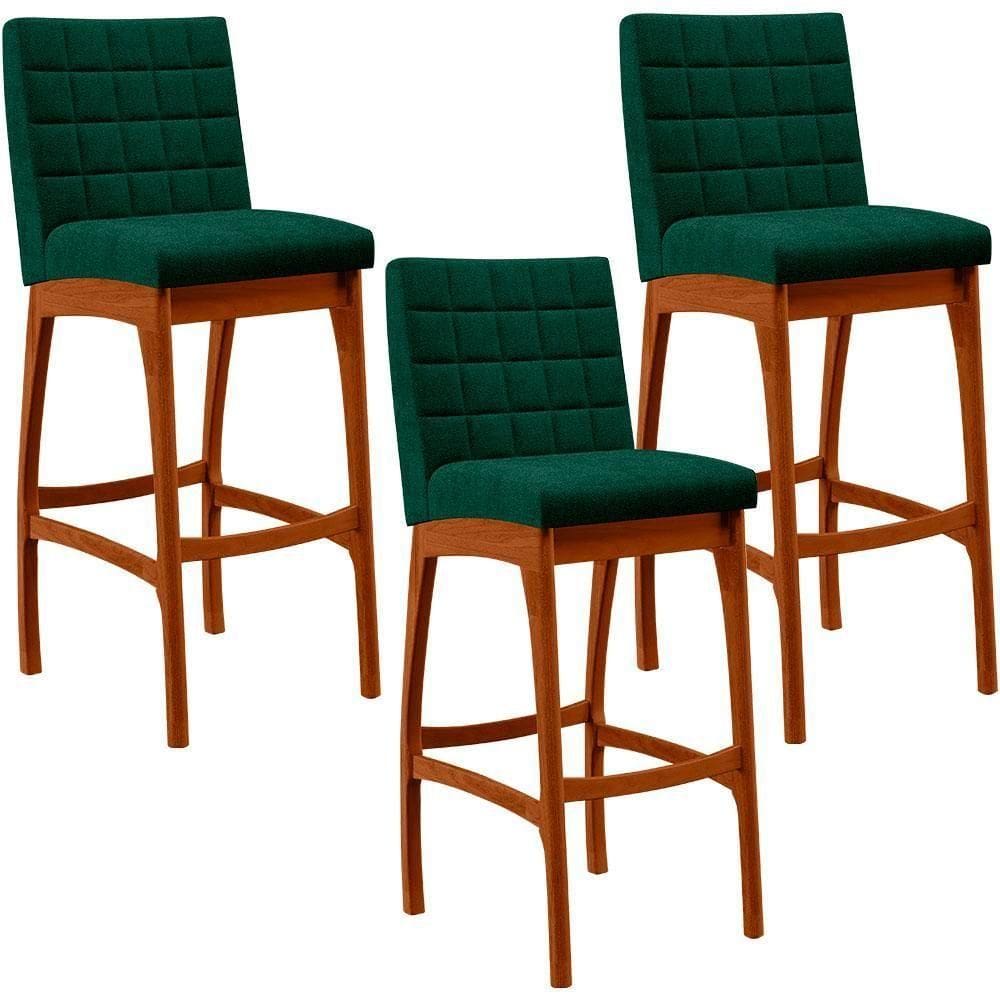 Kit 03 Banquetas Altas Mila Bouclê Verde