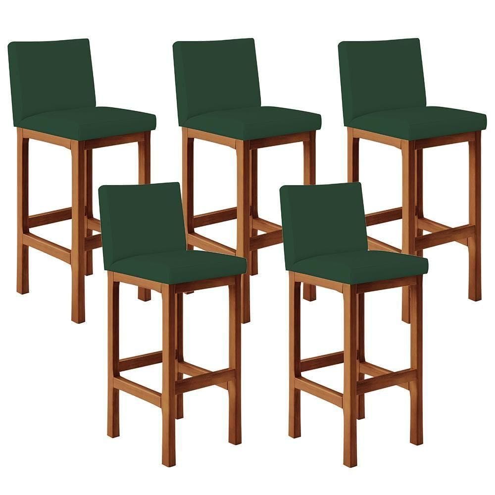 Kit 05 Banquetas Altas Alya Suede Verde Musgo