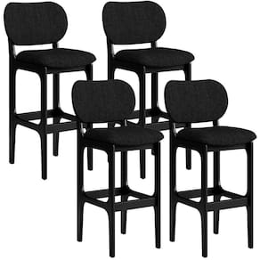 Kit 4 Banquetas Alta Betta Preto Linho Chumbo