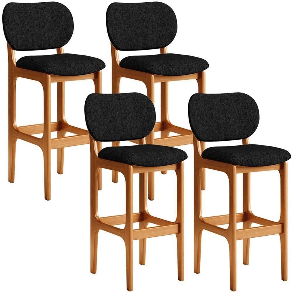 Kit 4 Banquetas Alta Cozinha Betta L02 Imbuia Chumbo