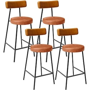 Kit 04 Banquetas Baixa Cozinha Sala Jantar Bancada Milão L02 Couríssimo Whisky Camel