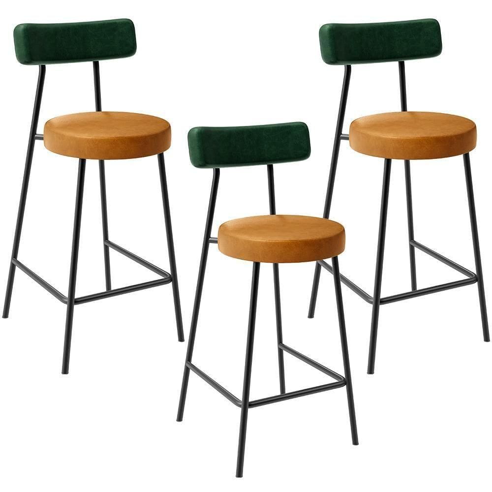 Kit 03 Banquetas Baixa Cozinha Sala Jantar Bancada Milão L02 Facto Verde Couríssimo Whisky