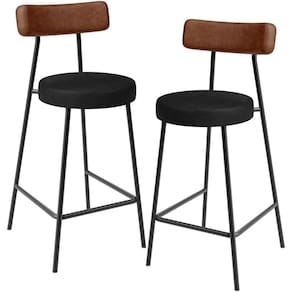 Kit 02 Banquetas Baixa Cozinha Sala Jantar Bancada Milão L02 Couríssimo Marrom Preto