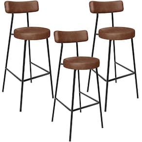 Kit 03 Banquetas Alta Bar Cozinha Sala De Jantar Em Aço Milão L02 Couríssimo Marrom
