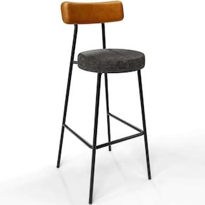 Banqueta Alta Bar Cozinha Sala De Jantar Milão L02 Couríssimo Whisky Linho Chumbo