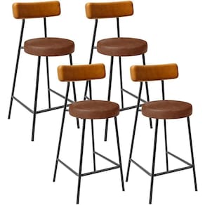 Kit 04 Banquetas Baixa Cozinha Sala Jantar Bancada Milão L02 Couríssimo Whisky Marrom
