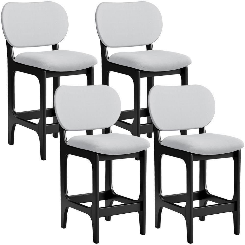Kit 04 Banquetas Baixa Bar Cozinha E Sala De Jantar Fixa Betta L02 Preto Linho Cinza