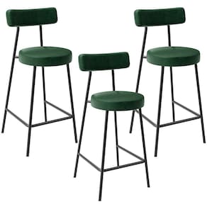 Kit 03 Banquetas Baixa Para Cozinha Sala De Jantar Bancada Milão L02 Facto Verde Musgo