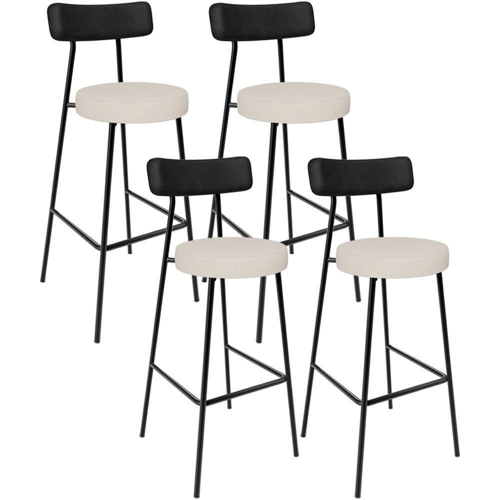 Kit 04 Banquetas Alta Bar Cozinha Sala De Jantar Milão L02 Couríssimo Preto Linho Cru