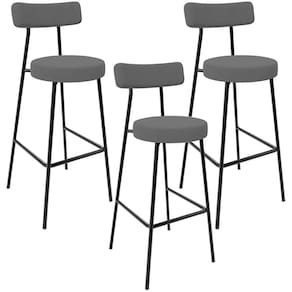 Kit 03 Banquetas Altas Cozinha Bar Sala De Jantar Em Aço Milão L02 Suede Cinza