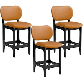 Kit 03 Banquetas Baixa Bar Cozinha E Sala De Jantar Fixa Betta L02 Preto Couríssimo Whisky