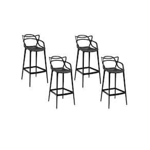 Conjunto C/4 Banqueta Allegra Alta Master Preta Cozinha Americana Balcão Polipropileno