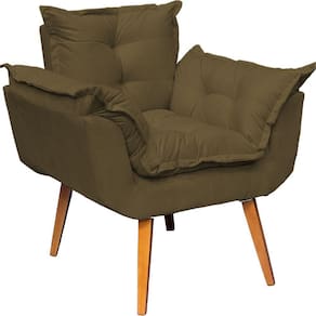 Poltrona Decorativa Alice Pé Trapézio 30cm Castanho - Marrom Suede