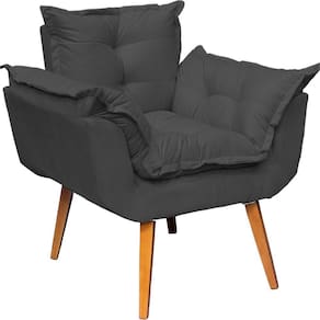 Poltrona Decorativa Alice Pé Trapézio 30cm Castanho - Preto Suede