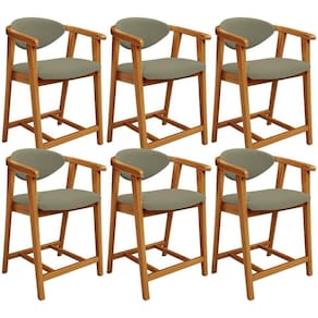 Kit 06 Banquetas Baixa Para Cozinha Sala Jantar Bancada Cecília L02 Bouclê Oliva - Lyam Decor