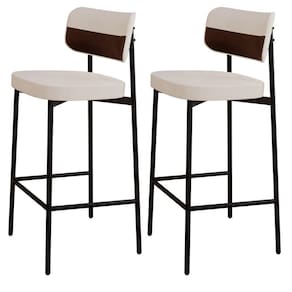Kit 02 Banquetas Alta Bar Cozinha Sala De Jantar Aço Preto Kaira C01 Linho Palha Courino Whisky - Lyam Decor