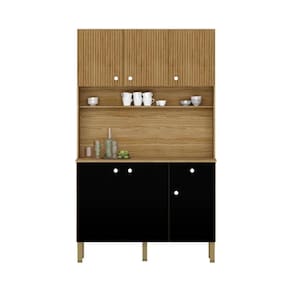 Armario De Cozinha 6 Portas E 1 Gaveta Rubi Style Kits Paraná Cor:freijo/nero/cp