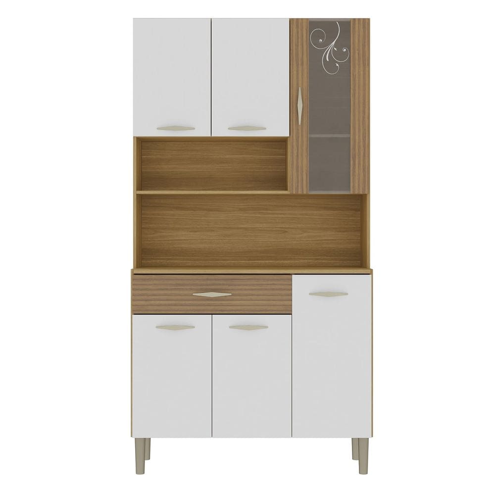 Armário de Cozinha Compacta 90cm Bruna Plus Freijó/Supremo Z06 - Mpozenato