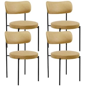 Kit 04 Cadeiras Estofadas Para Sala De Jantar Louise L02 Couríssimo Fendi - Lyam Decor