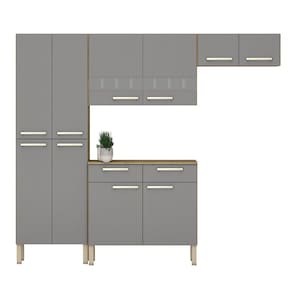 Cozinha Compacta Com Balcão 221cm Vivian Freijó/Gris Z06 - Mpozenato