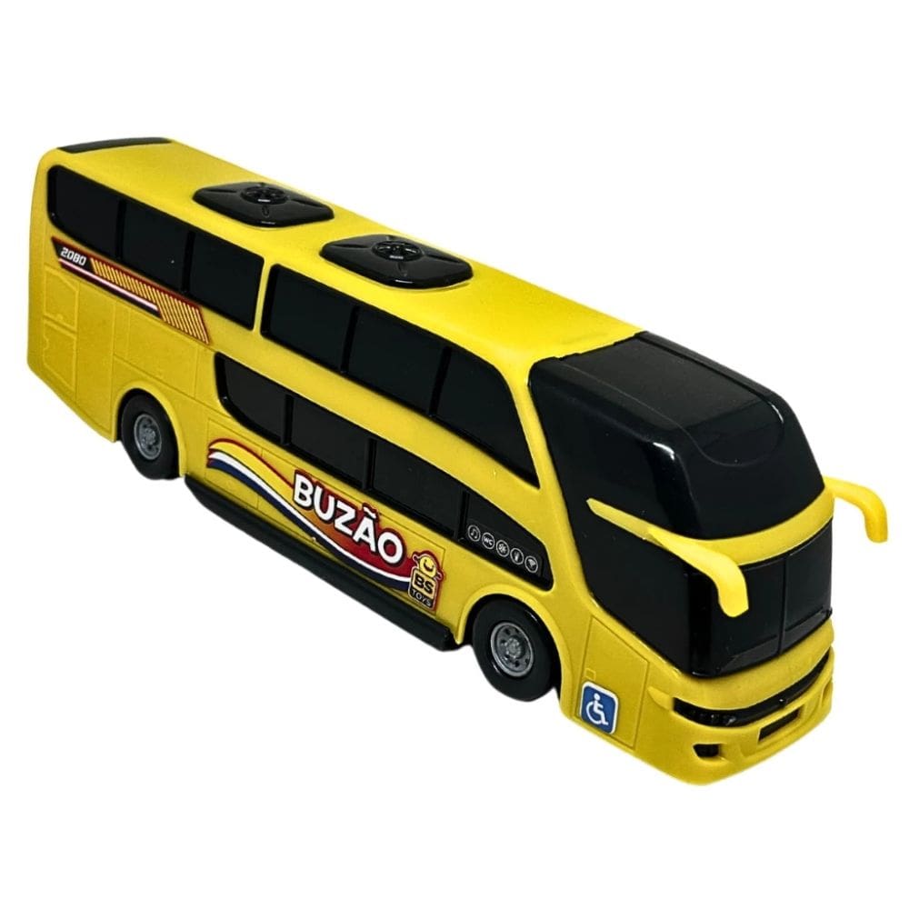 Carrinho Brinquedo Mini Ônibus Buzão Miniatura Realista de 2 Andares 25cm Brinquedo Infantil BS Toys - PANAMI