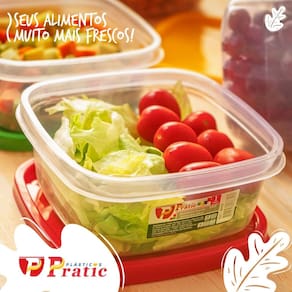 Pote Quadrado Hermético De Plastico 800ml - Vasilha Fecha Maxx 800ML - PANAMI