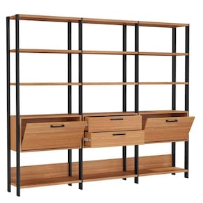 Estante Alta Estilo Industrial 2 Portas 2 Gavetas E93 Freijó/Preto Fosco