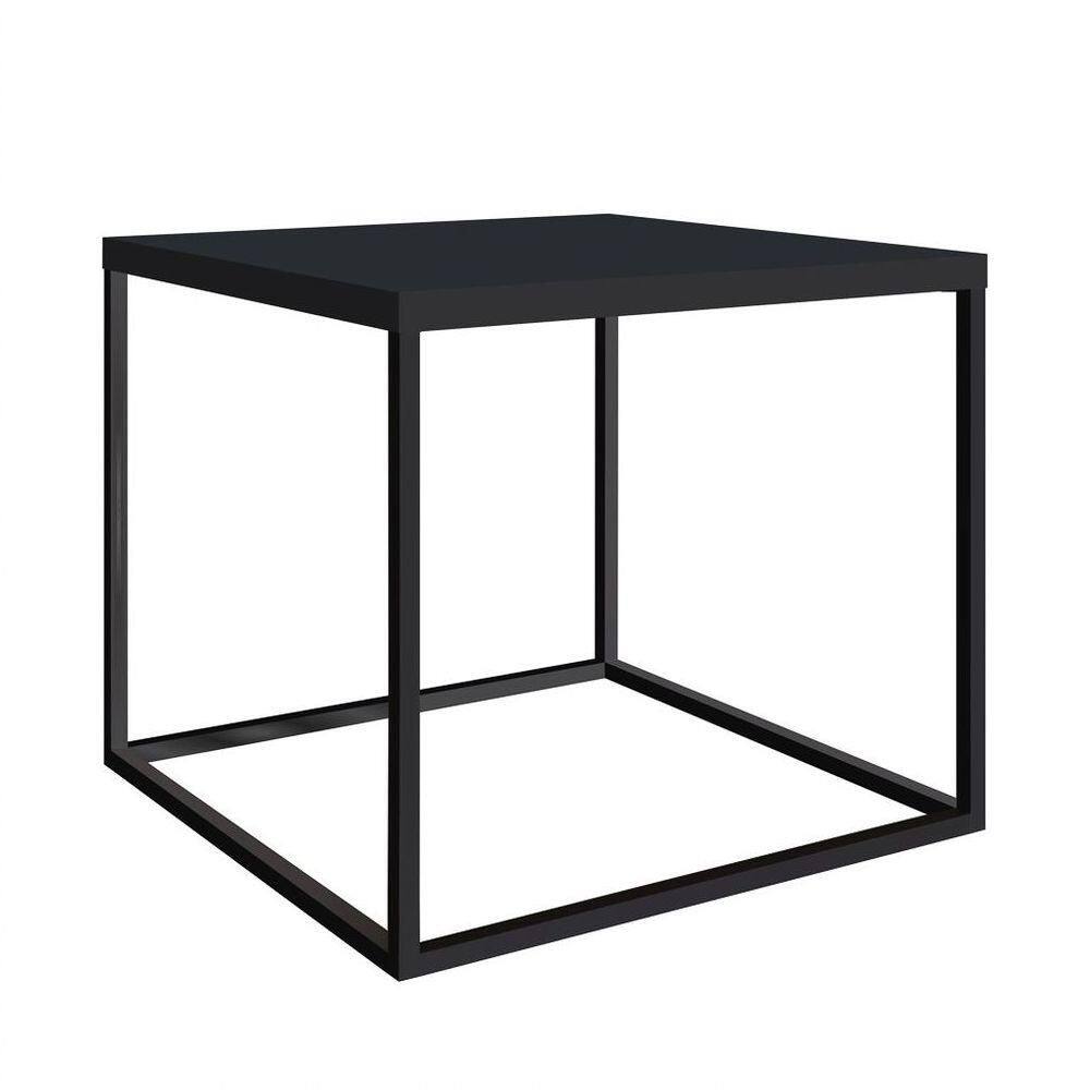 Mesa Lateral Estilo Industrial Cube Preto Texturizado/Preto - Artesano
